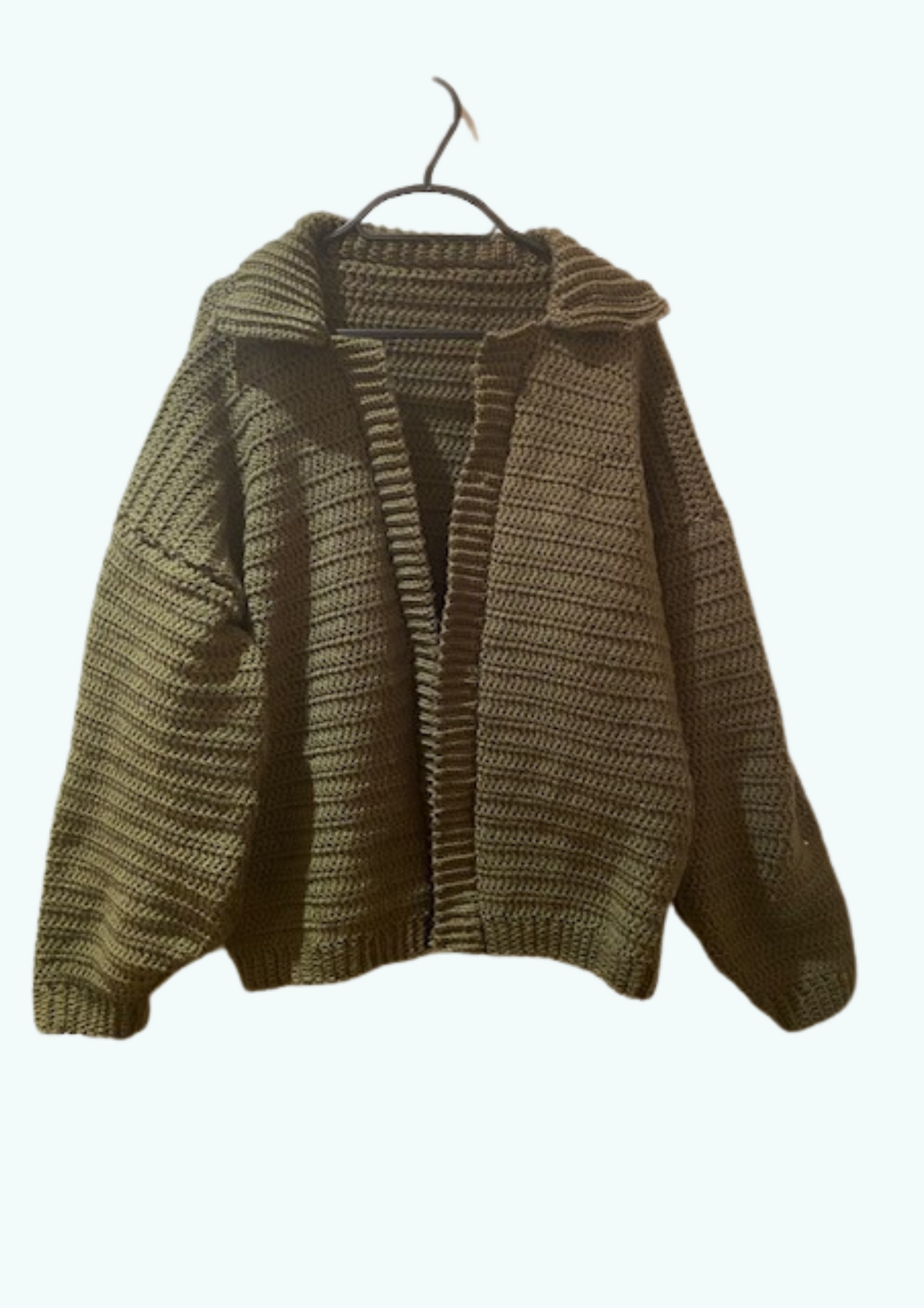 Handmade crochet khaki cardigan