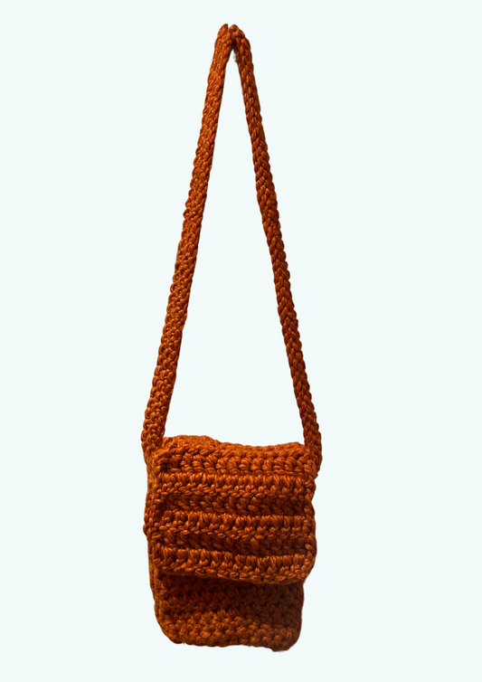 Handmade orange crochet bag