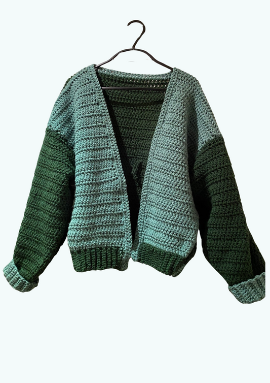 Hand Made Crochet Green cardigan