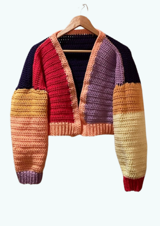 Handmade crochet multicoloured cardigan