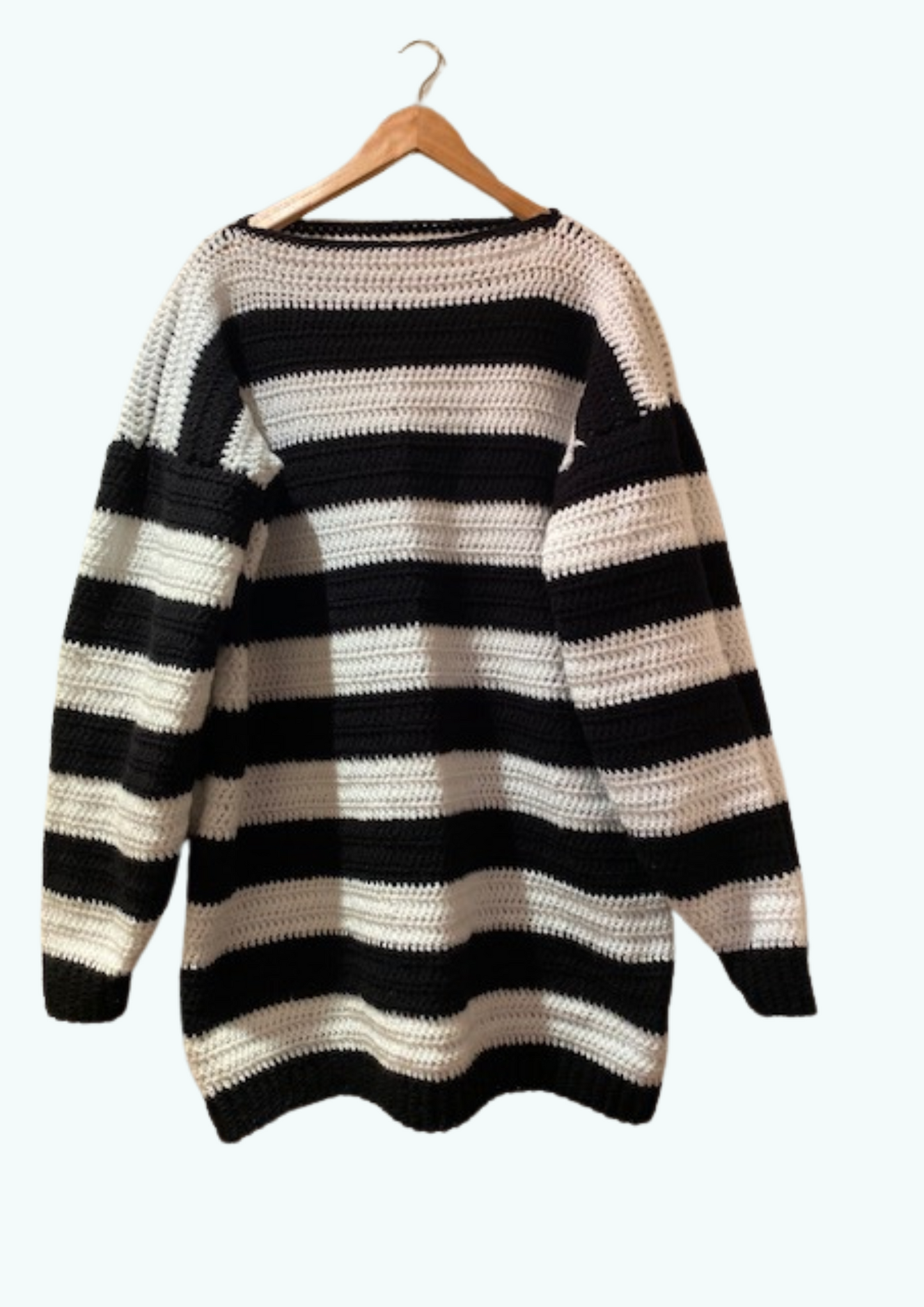 Oversized striped hand crochet sweater