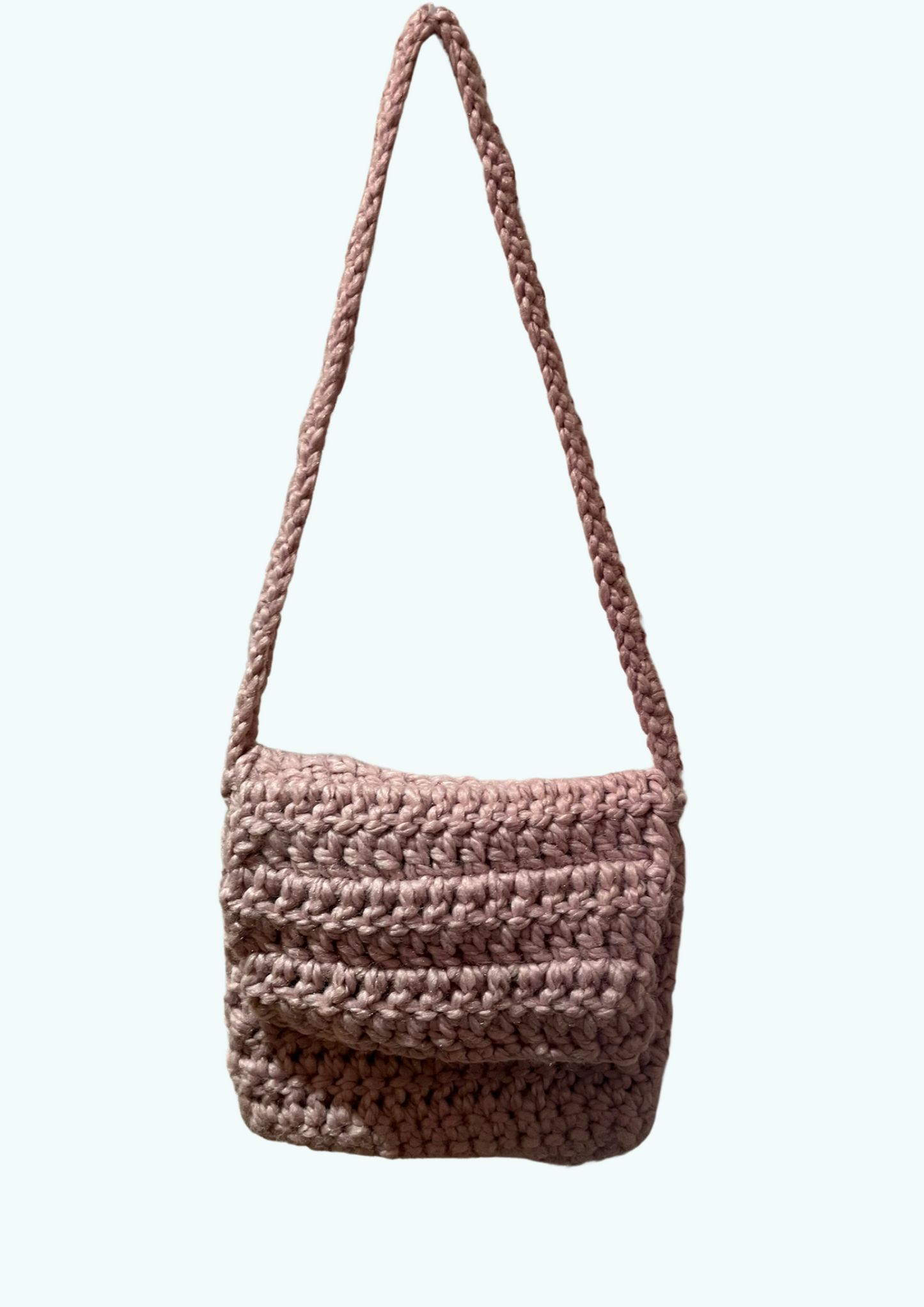 Handmade pink crochet shoulder bag