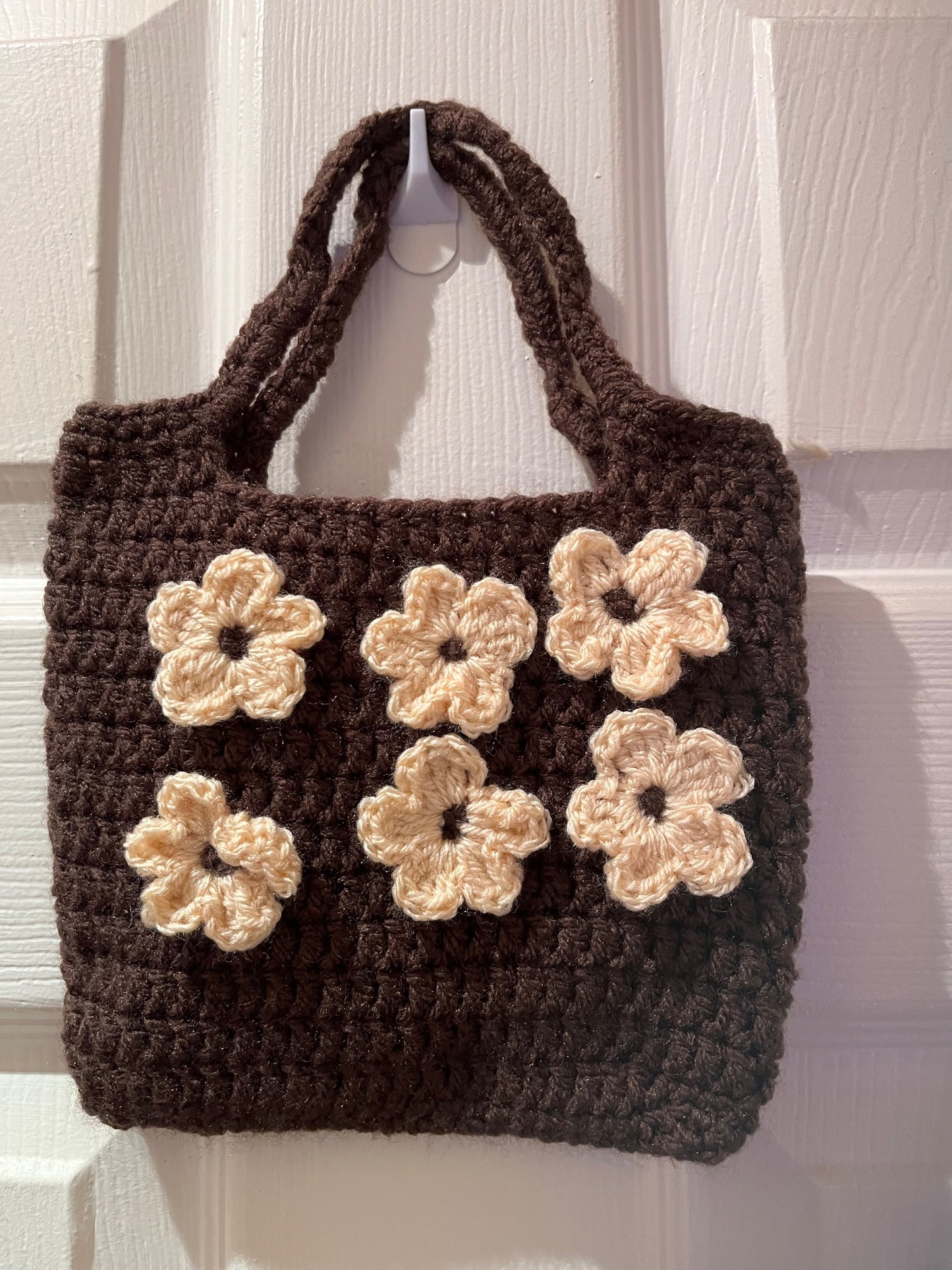 Handmade crochet flower shoulder bag