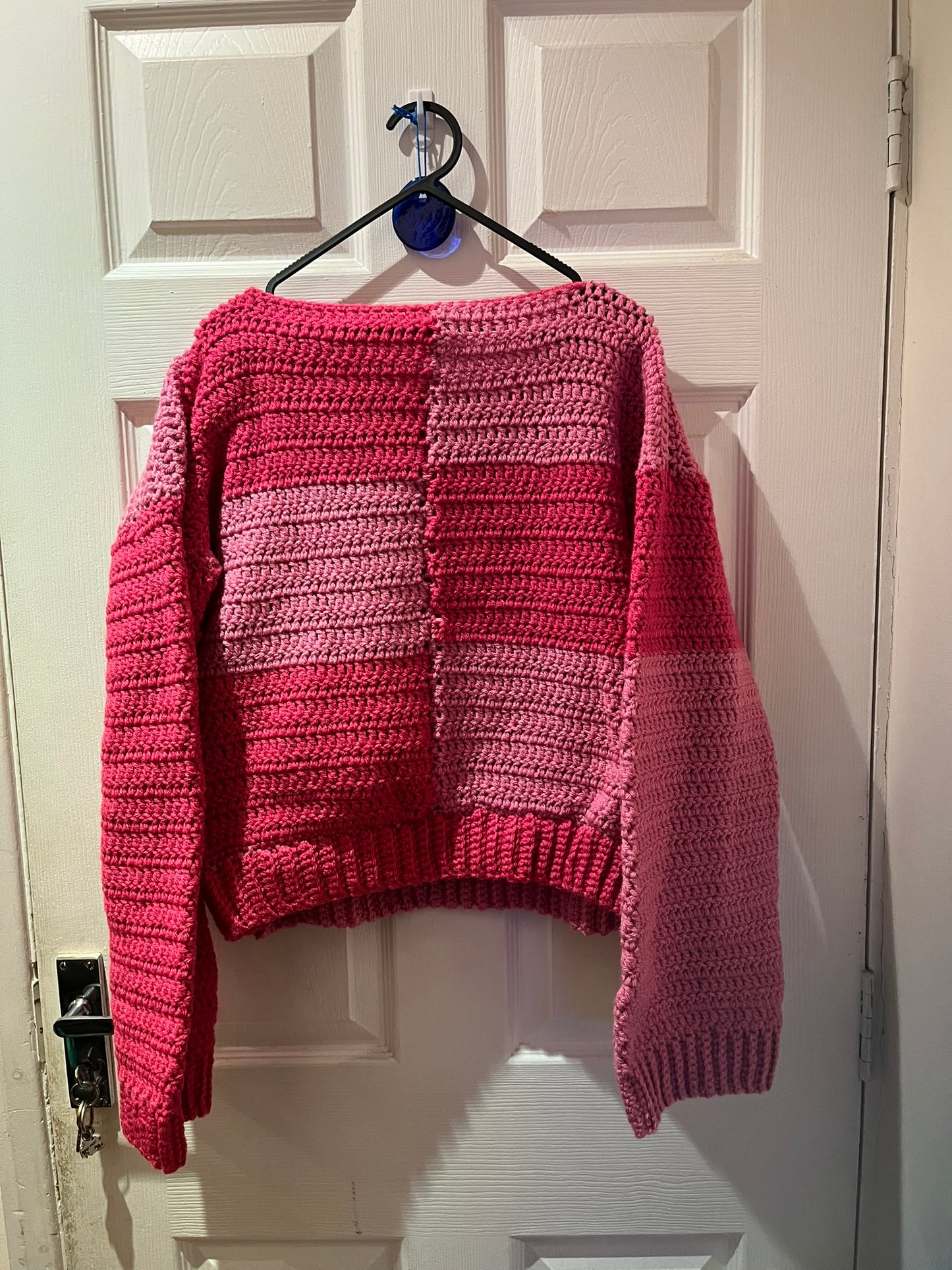 Hand made crochet pink sweater.