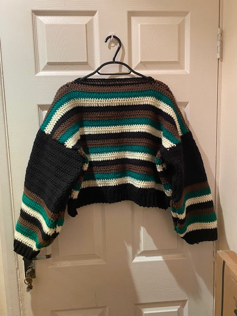 Hand crocheted striped sweater